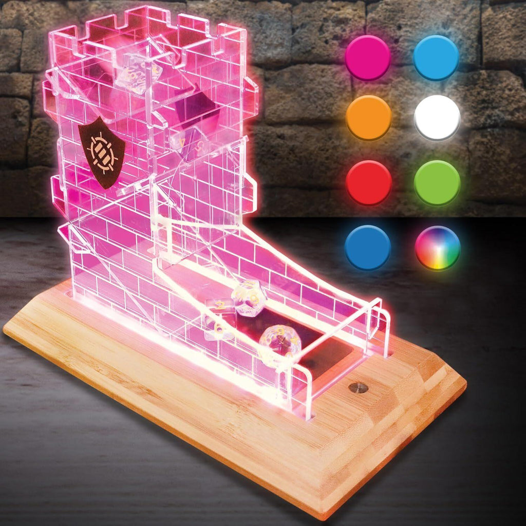 Enhance Tabletop: LED Dice Tower and 7pc Clear Dice Set