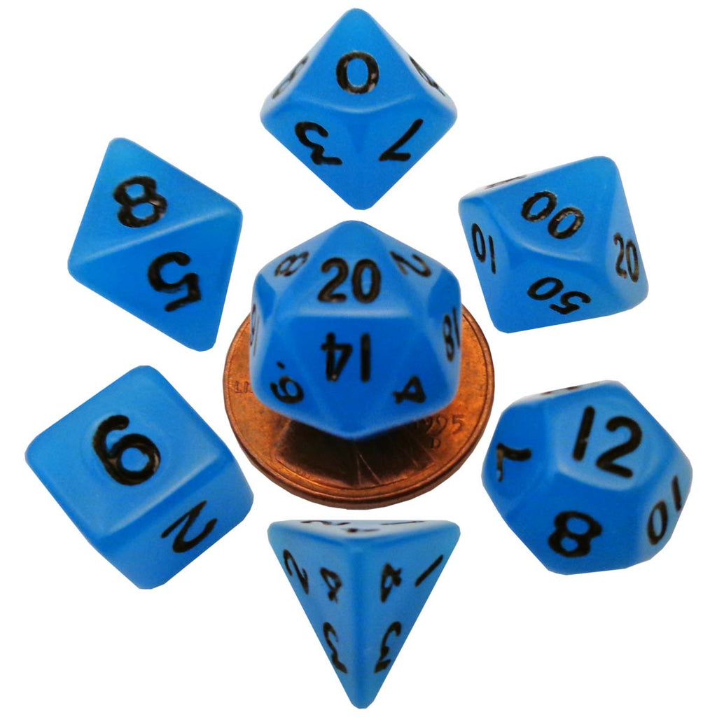 MDG: Mini Polyhedral Dice Set - Glow Blue