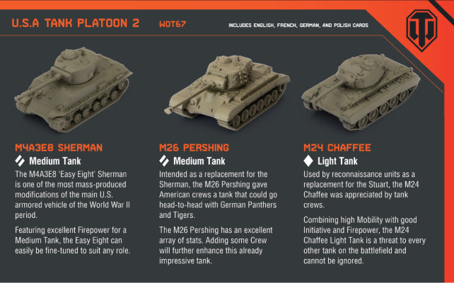 U.S.A. Tank Platoon (M4A3E8 Sherman, M26 Pershing, M24 Chaffee)