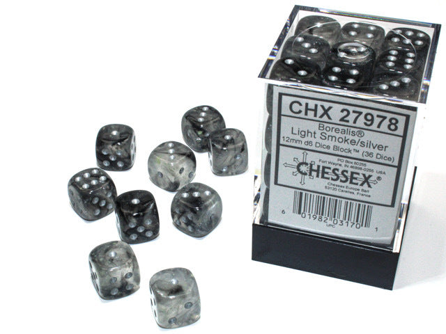 Chessex: Borealis Light Smoke/silver Luminary 36 Dice Set