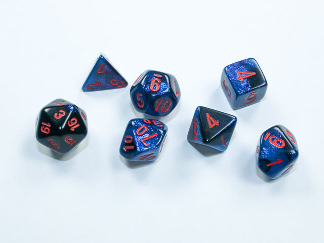 Chessex: Gemini Mini-Polyhedral Black-Starlight/Red 7-Die Set