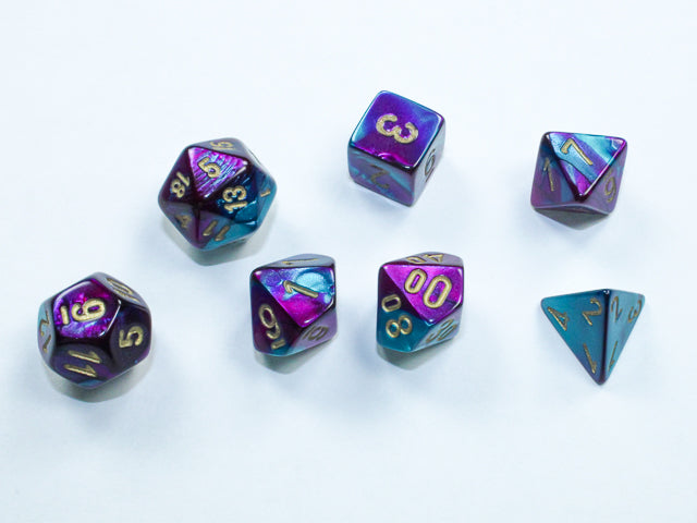 Chessex: Gemini Mini-Polyhedral Purple-Teal/Gold 7-Die Set