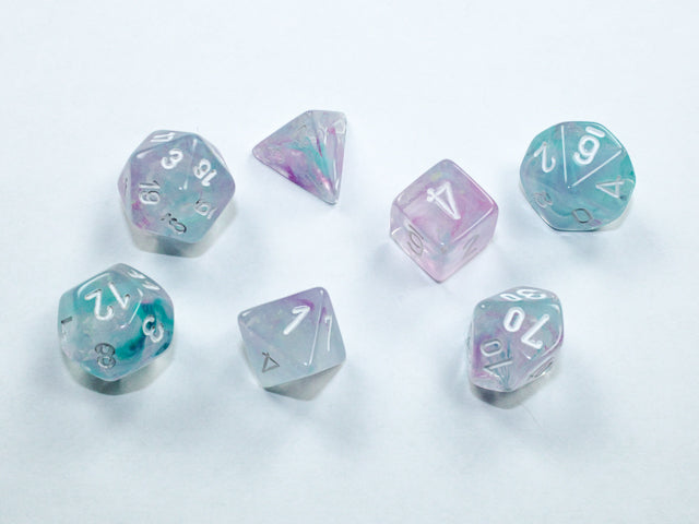 Chessex: Nebula Mini-Polyhedral Wisteria/White 7-Die Set