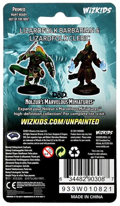 D&D Nolzur's Marvelous: Unpainted Minis - Lizardfolk Barbarian & Lizardfolk Cleric