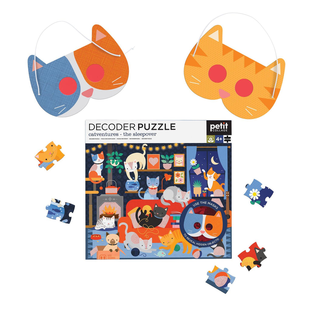 Petit Collage: Catventures The Sleepover - Decoder Puzzle (100pc Jigsaw)