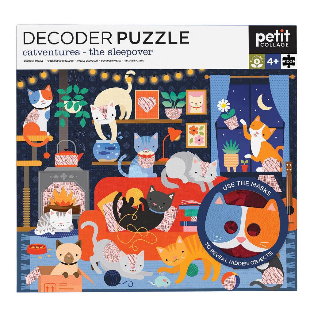 Petit Collage: Catventures The Sleepover - Decoder Puzzle (100pc Jigsaw)