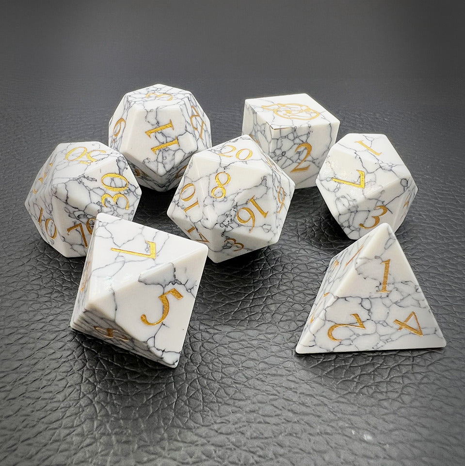 Dudley's Hoard - Transmuted White Turquoise Stone Dice Set