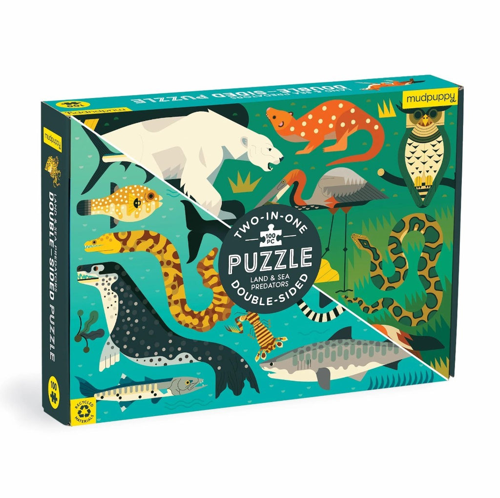 Mudpuppy: Land & Sea Predators - Double-Sided Puzzle (100pc Jigsaw)