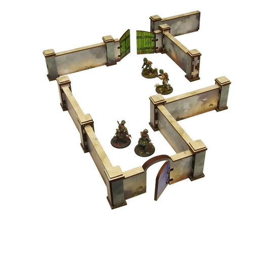 Bolt Action: Pre-painted WW2 - Normandy Walls with Gate (high) by MicroArts