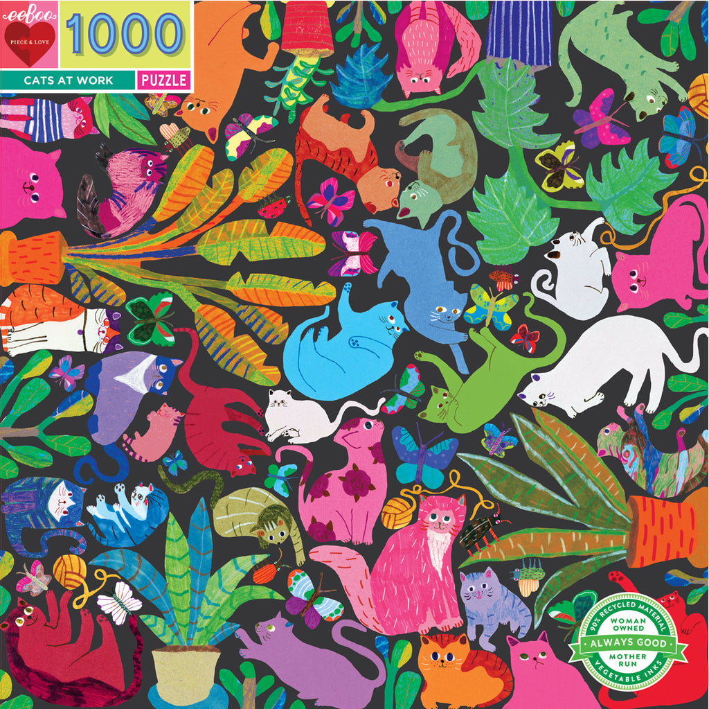 eeBoo: Cats at Work Puzzle (1000pc Jigsaw)