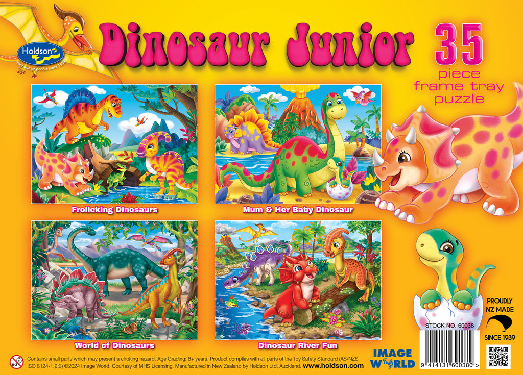 Holdson: Dinosaur Junior - Frame Tray Puzzles (4x35pc Jigsaws)