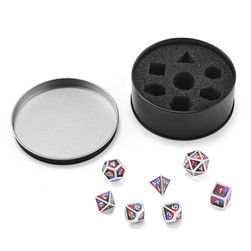 Dudley's Armoury - Tri Colour Jester Pandemonium Metal Dice Set