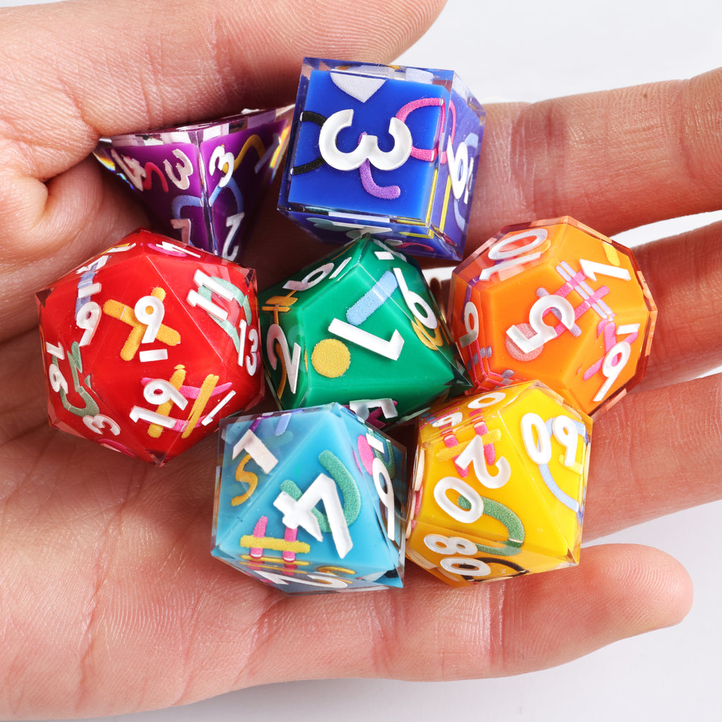 Dudley's Gallery - Rainbow Party Sharp Edge Resin Dice Set