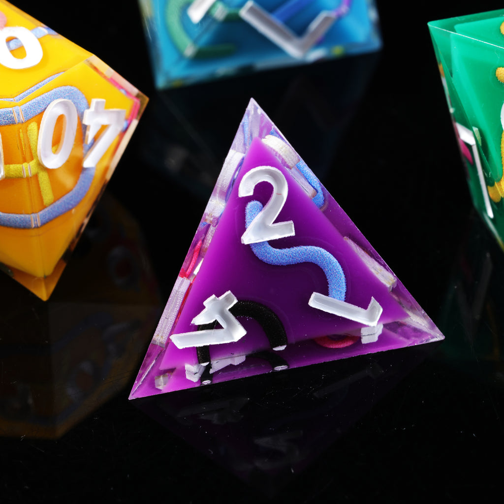 Dudley's Gallery - Rainbow Party Sharp Edge Resin Dice Set