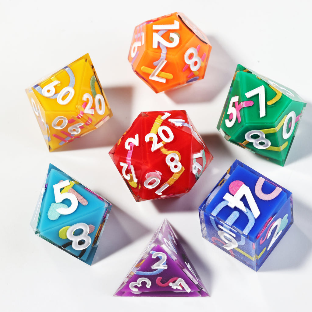 Dudley's Gallery - Rainbow Party Sharp Edge Resin Dice Set