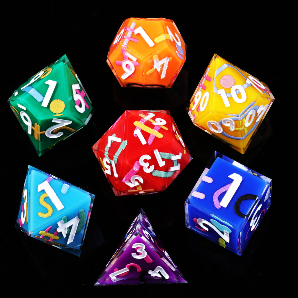 Dudley's Gallery - Rainbow Party Sharp Edge Resin Dice Set