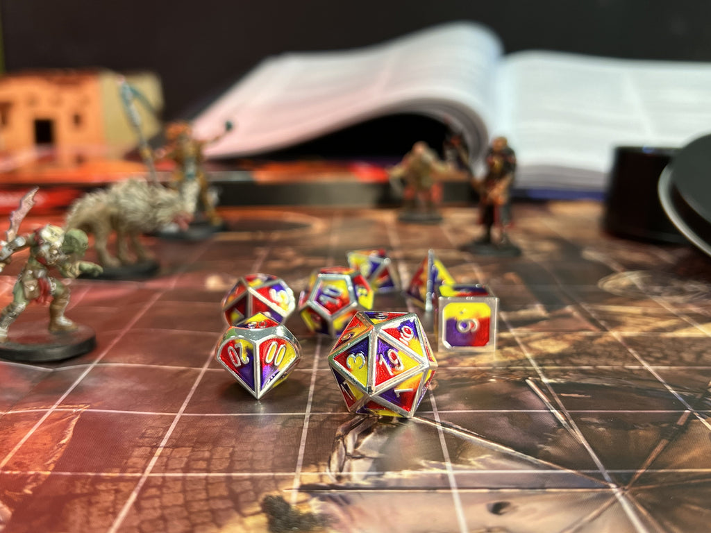 Dudley's Armoury - Tri Colour Jester Limbo Metal Dice Set