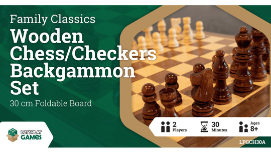LPG: Wooden Folding Chess/Checkers/Backgammon Set (30cm)