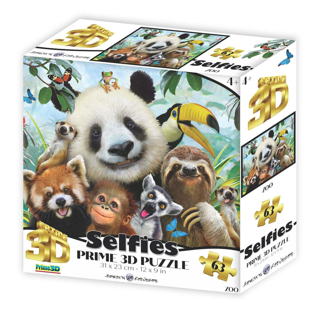 Prime 3D: Zoo Selfie Puzzle (63pc Jigsaw)