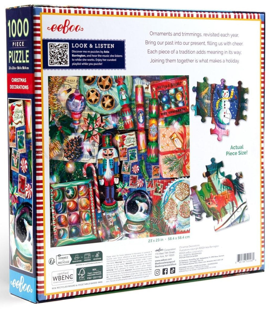eeBoo: Christmas Decoration - Square Puzzle (1000pc Jigsaw)