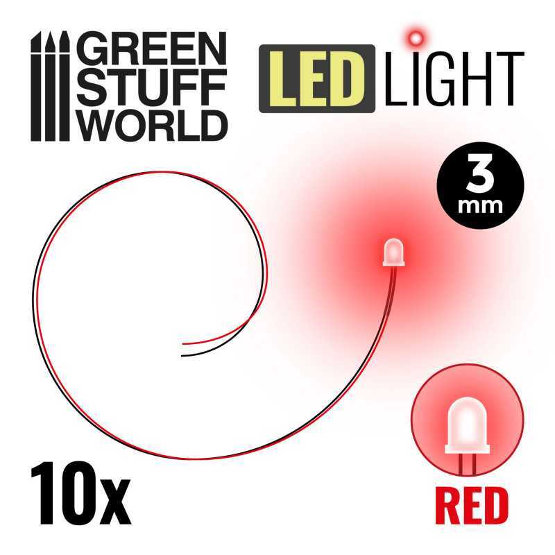 GSW: Red LED Lights (3mm) - 10 Pack