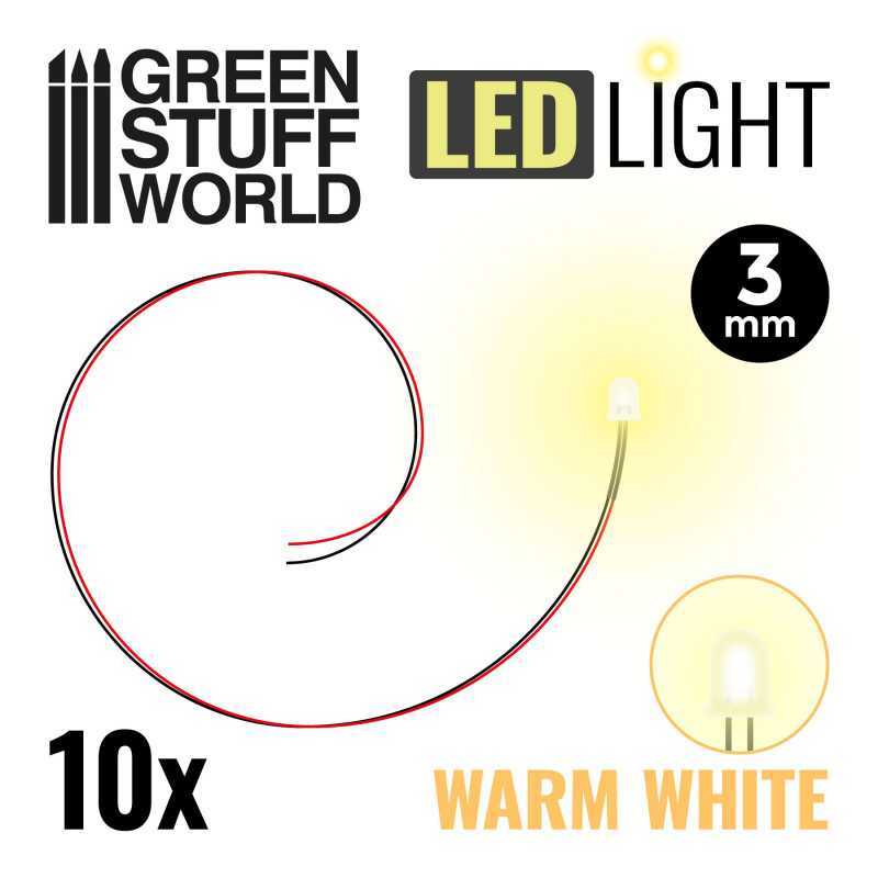 GSW: Warm White LED Lights (3mm) - 10 Pack