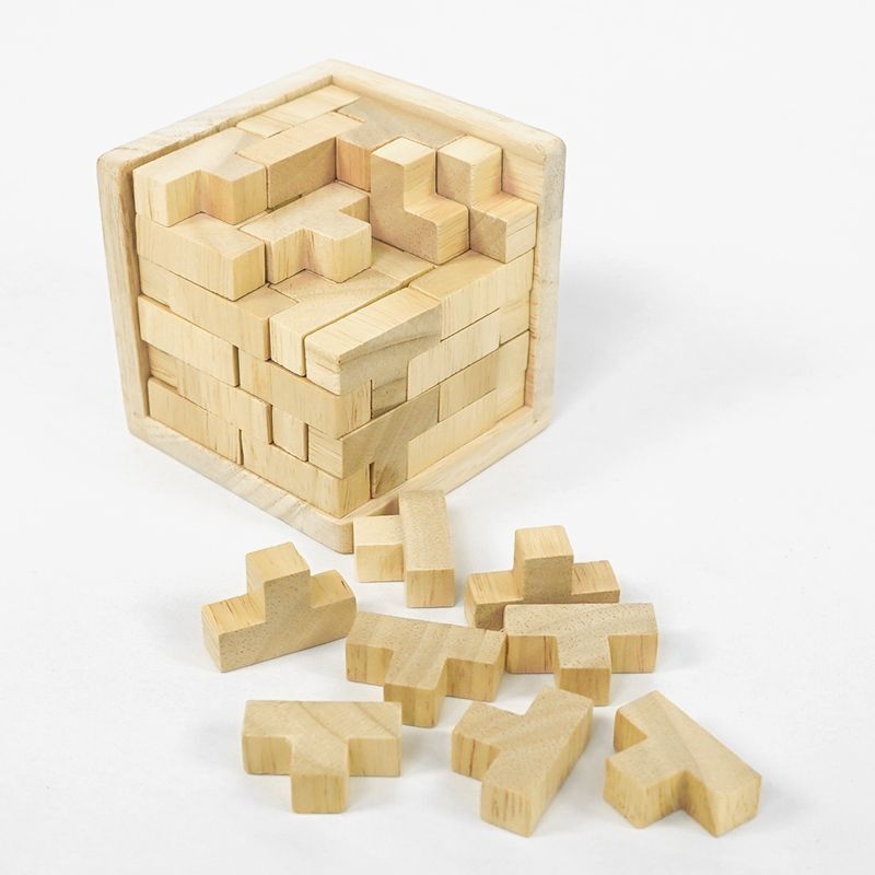 3D Wooden Brain Teaser Puzzle Cube