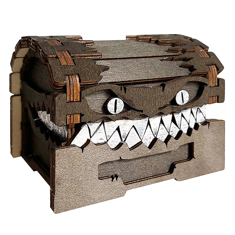 Wooden Mimic Treasure Chest for TTRPG Storage