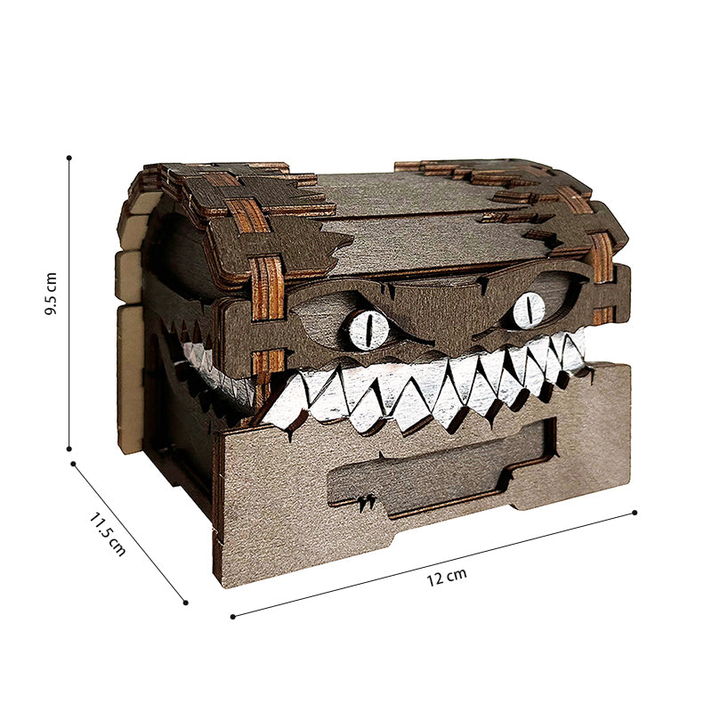 Wooden Mimic Treasure Chest for TTRPG Storage