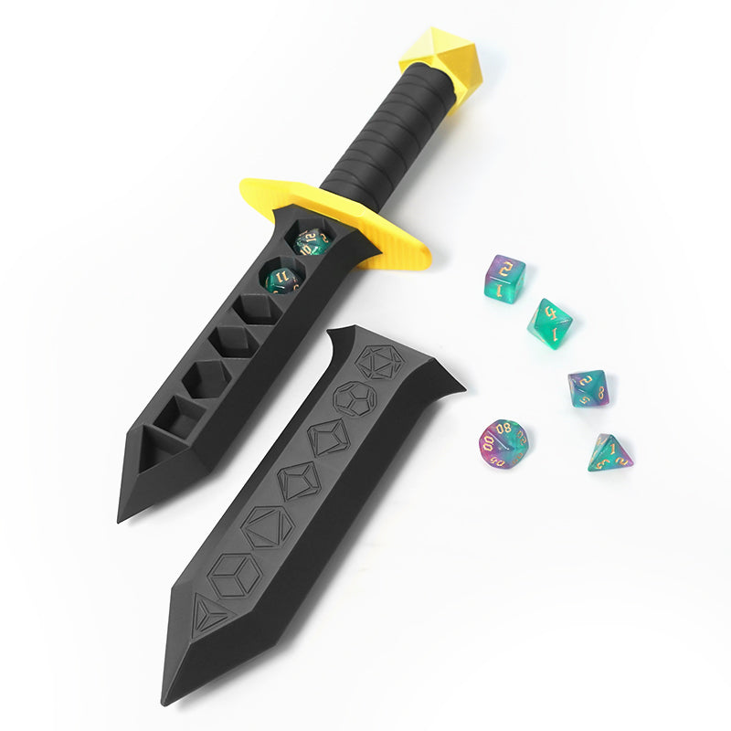 Sword Dice Holder (Black) - Includes 7PCS Polyhedral Dice Set