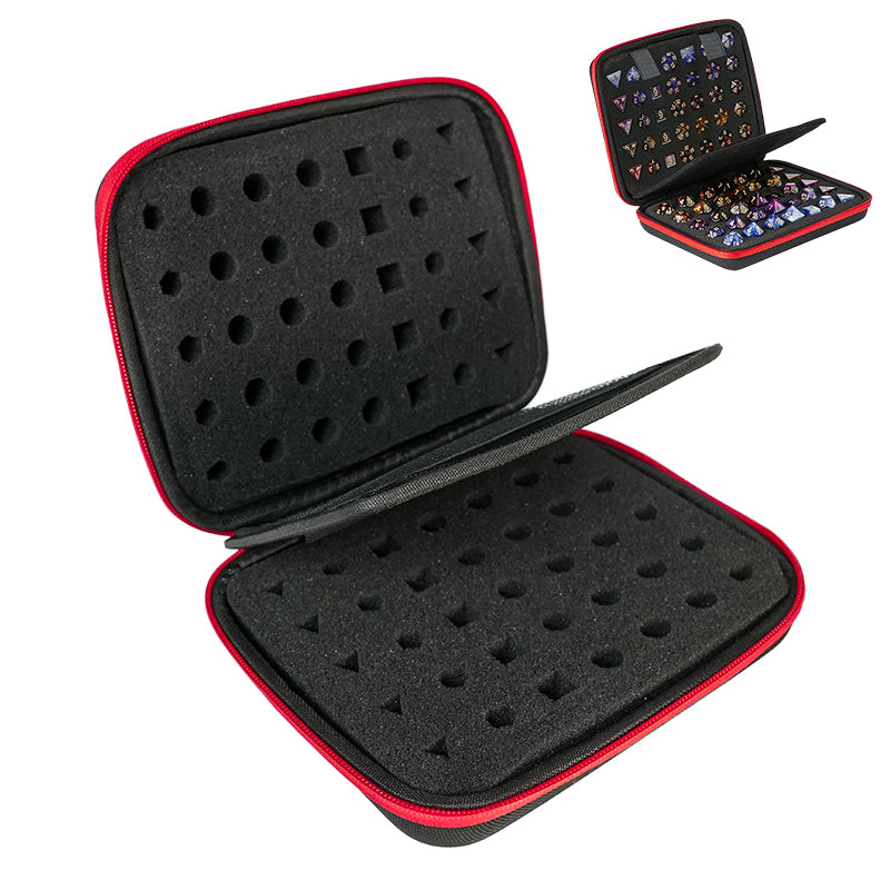 Dice Case with Removable Slotted Tray - Black & Red