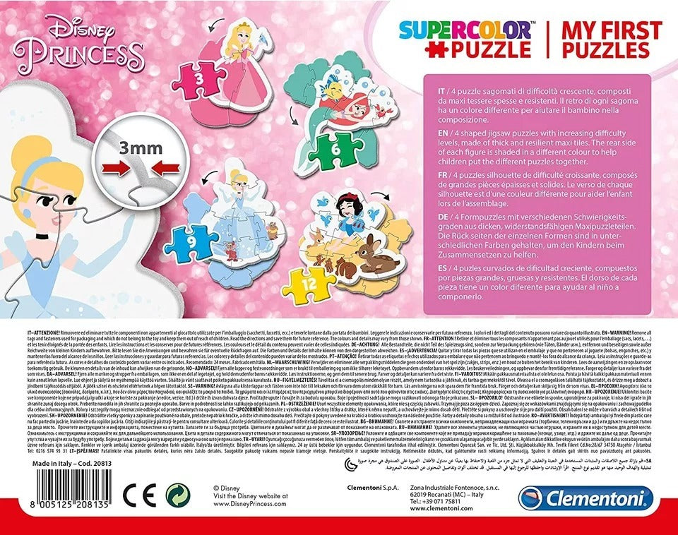 Clementoni: Disney Princess My First - Puzzles (3, 6, 9, 12pc Jigsaws)