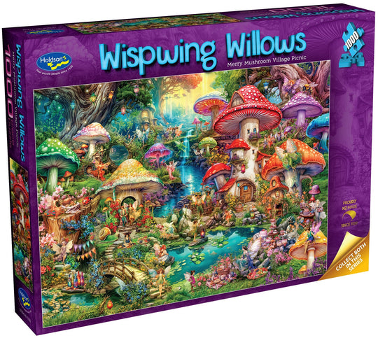 Wispwing Willows: Merry Mushroom Village Picnic - Puzzle (1000pc Jigsaw)