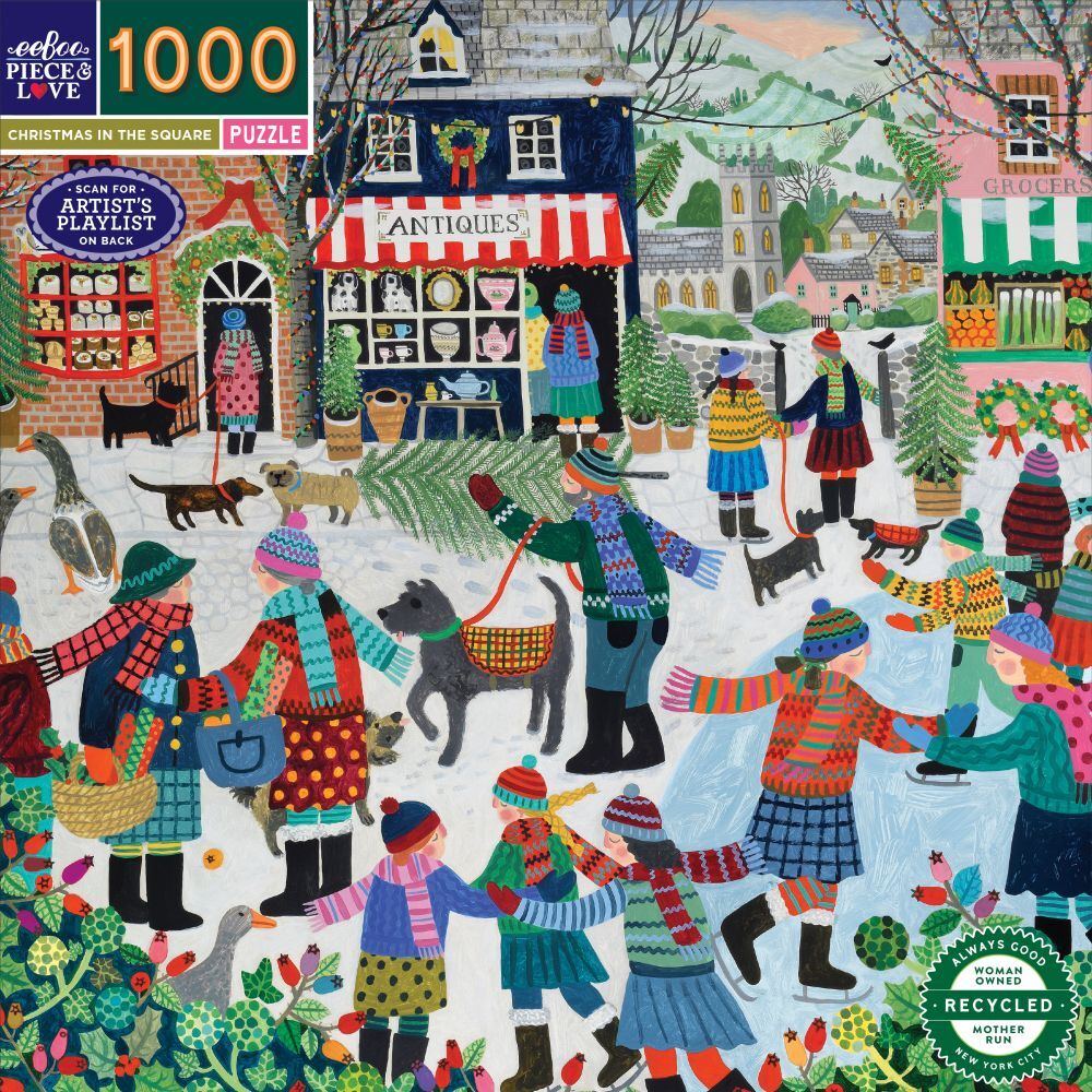 eeBoo: Christmas in the Square Square (1000pc Jigsaw)