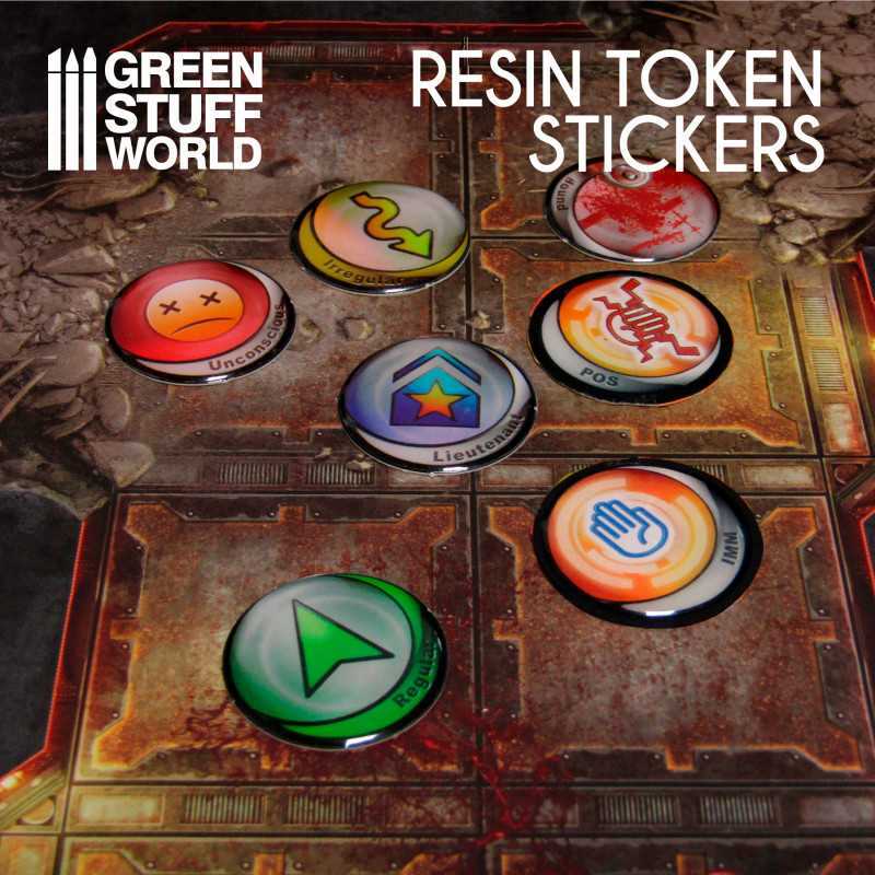 Green Stuff World: 12x Resin Token Stickers 40mm