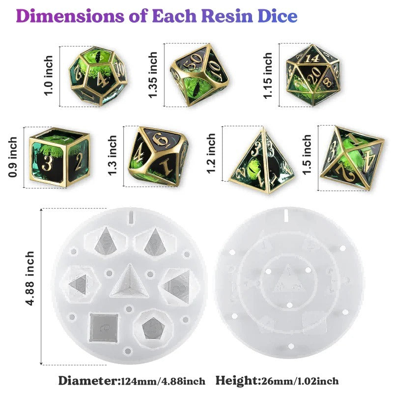 Let's Resin - 7 Piece Polyhedral Dice Set Larger Resin Mould