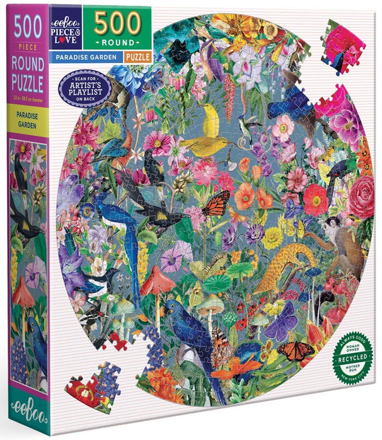 eeBoo: Paradise Garden - Round Puzzle (500pc Jigsaw)