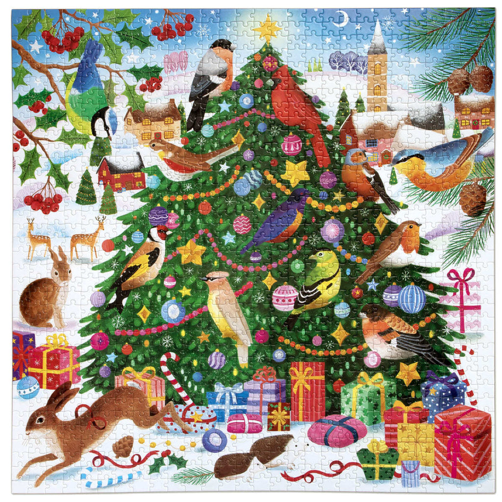 eeBoo: Christmas Songbirds - Square Puzzle (1000pc Jigsaw)