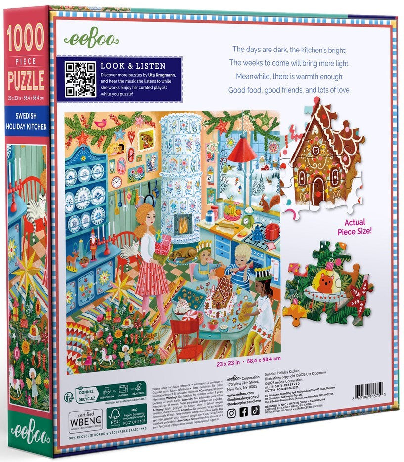 eeBoo: Swedish Holiday Kitchen - Square Puzzle (1000pc Jigsaw)