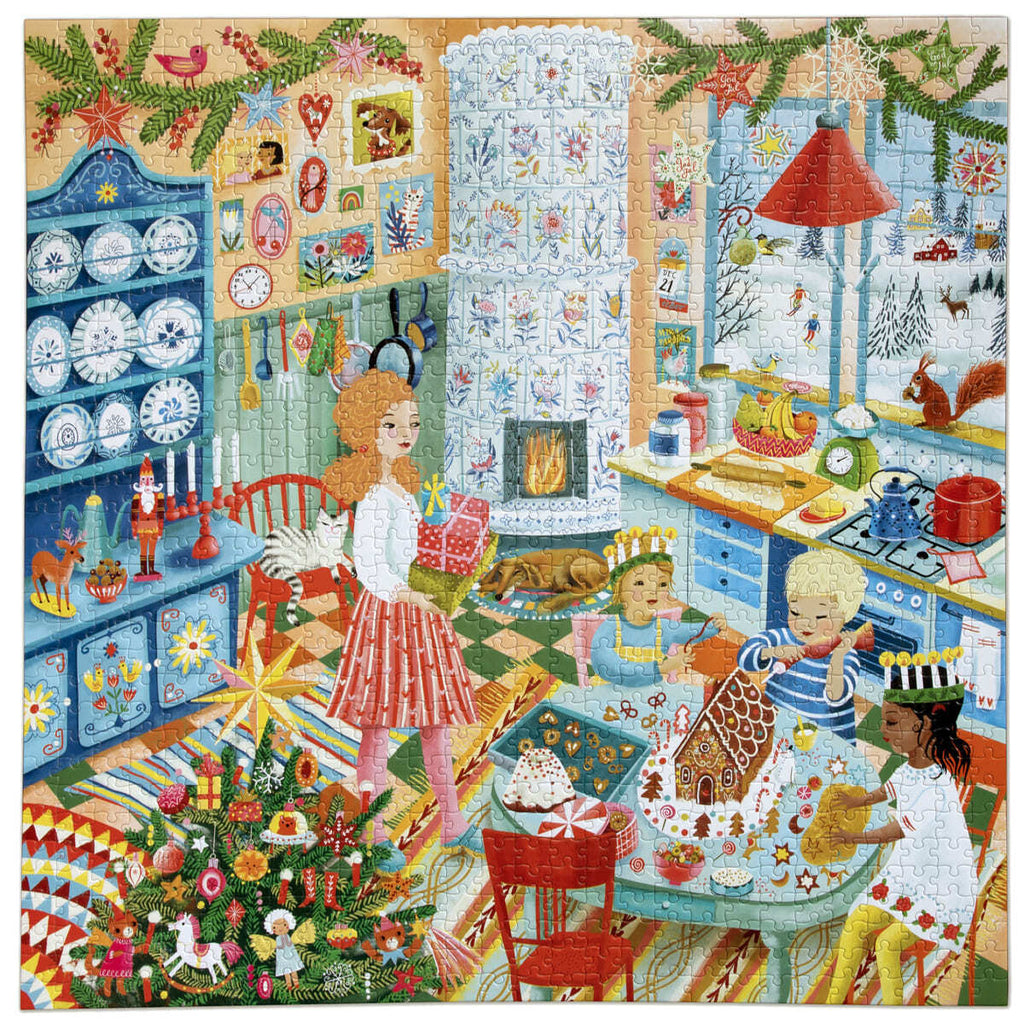 eeBoo: Swedish Holiday Kitchen - Square Puzzle (1000pc Jigsaw)