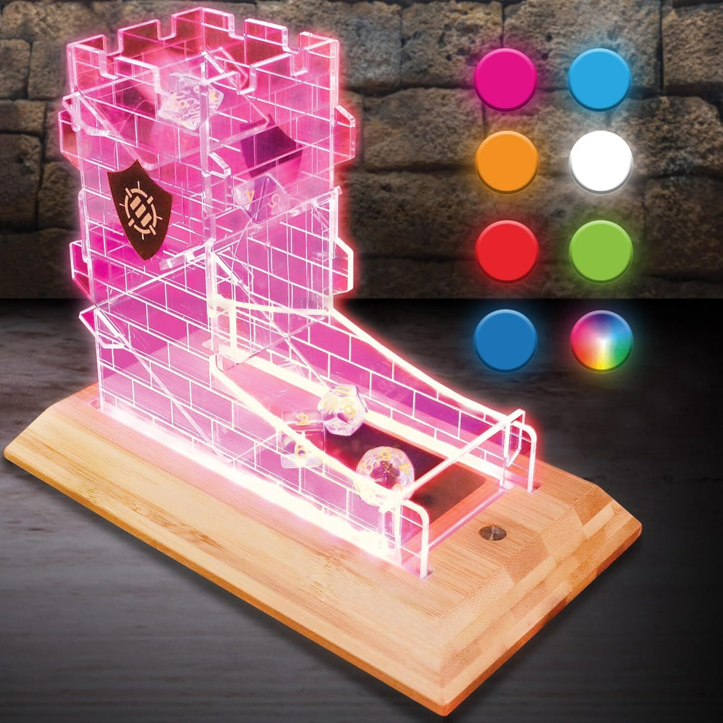 Enhance Tabletop: LED Dice Tower and 7pc Clear Dice Set