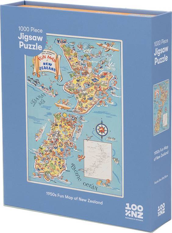 100%NZ: 1950s Fun Map Puzzle (1000pc Jigsaw)