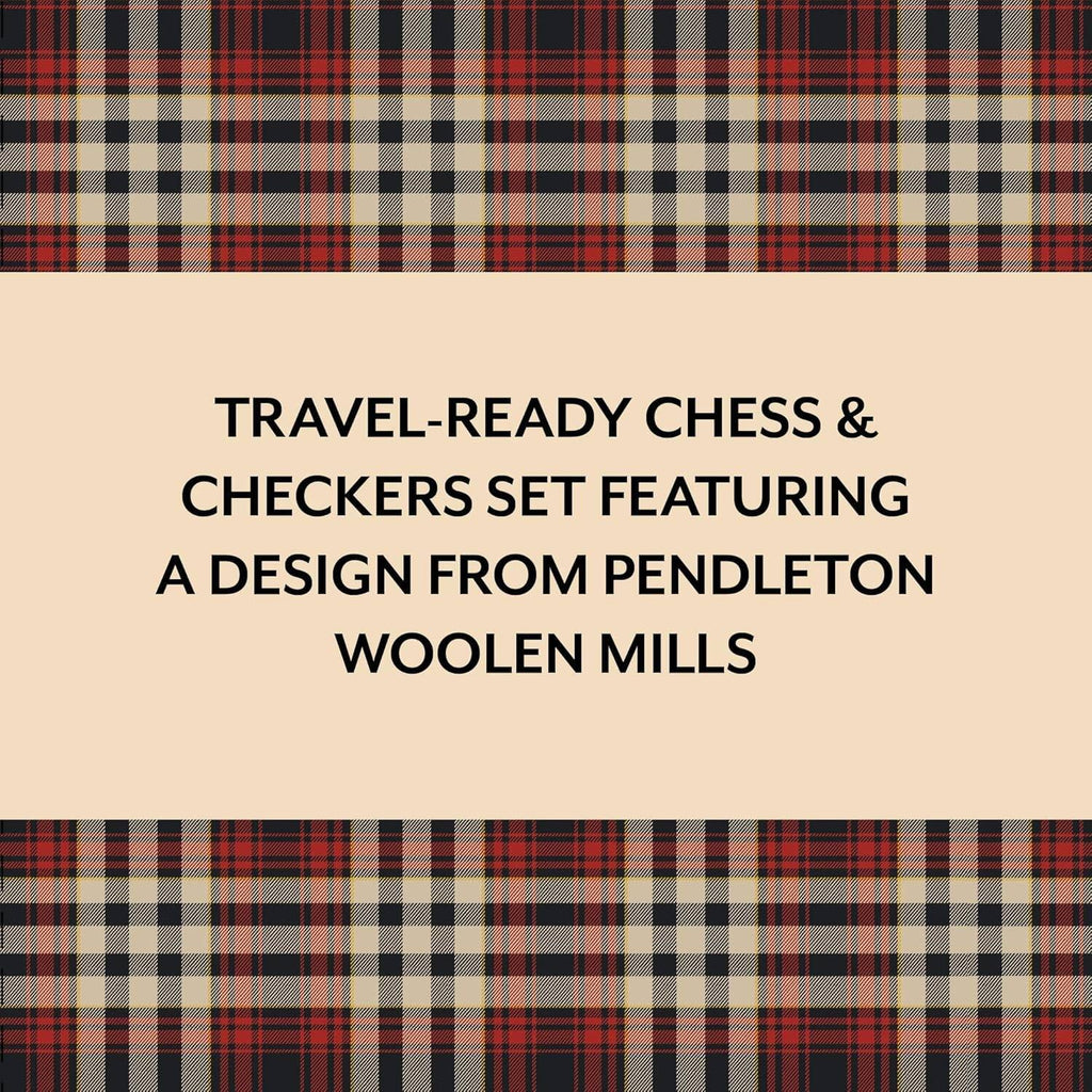 Pendleton: Red Black Check Pattern Chess & Checkers - Travel Ready Roll-Up Edition
