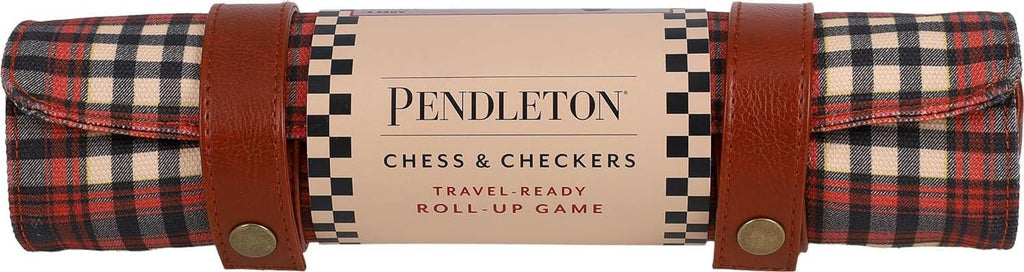 Pendleton: Red Black Check Pattern Chess & Checkers - Travel Ready Roll-Up Edition
