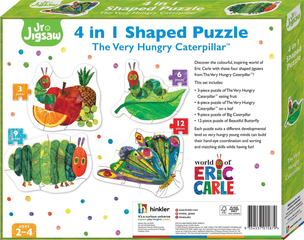 The Very Hungry Caterpillar - Shaped 4-in-1 Puzzles (3pc,6pc,9pc,12pc Jigsaws)