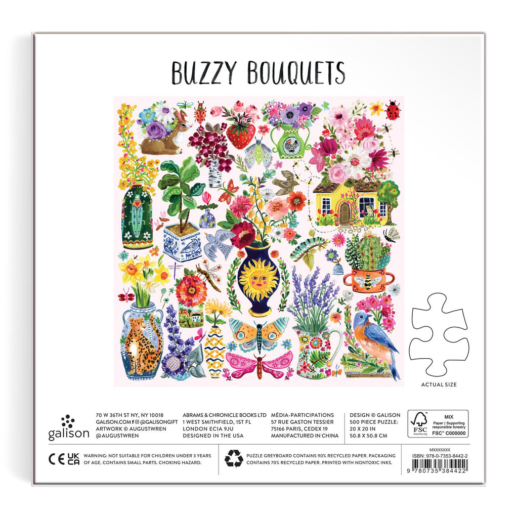 Galison: August Wren Buzzy Bouquets - 500 Piece Puzzle
