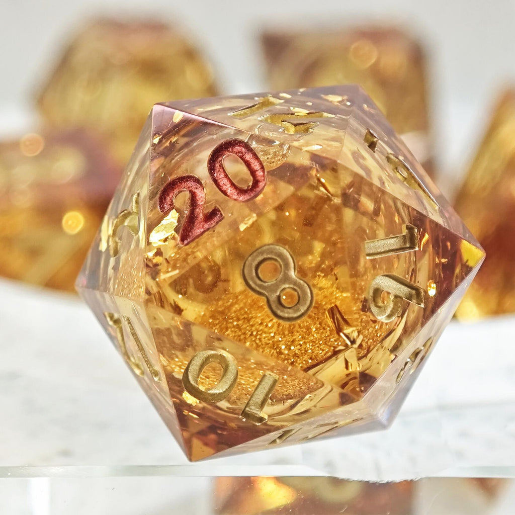 Dudley's Gallery - Midas Touch Sharp Edge Liquid Core Resin Dice Set