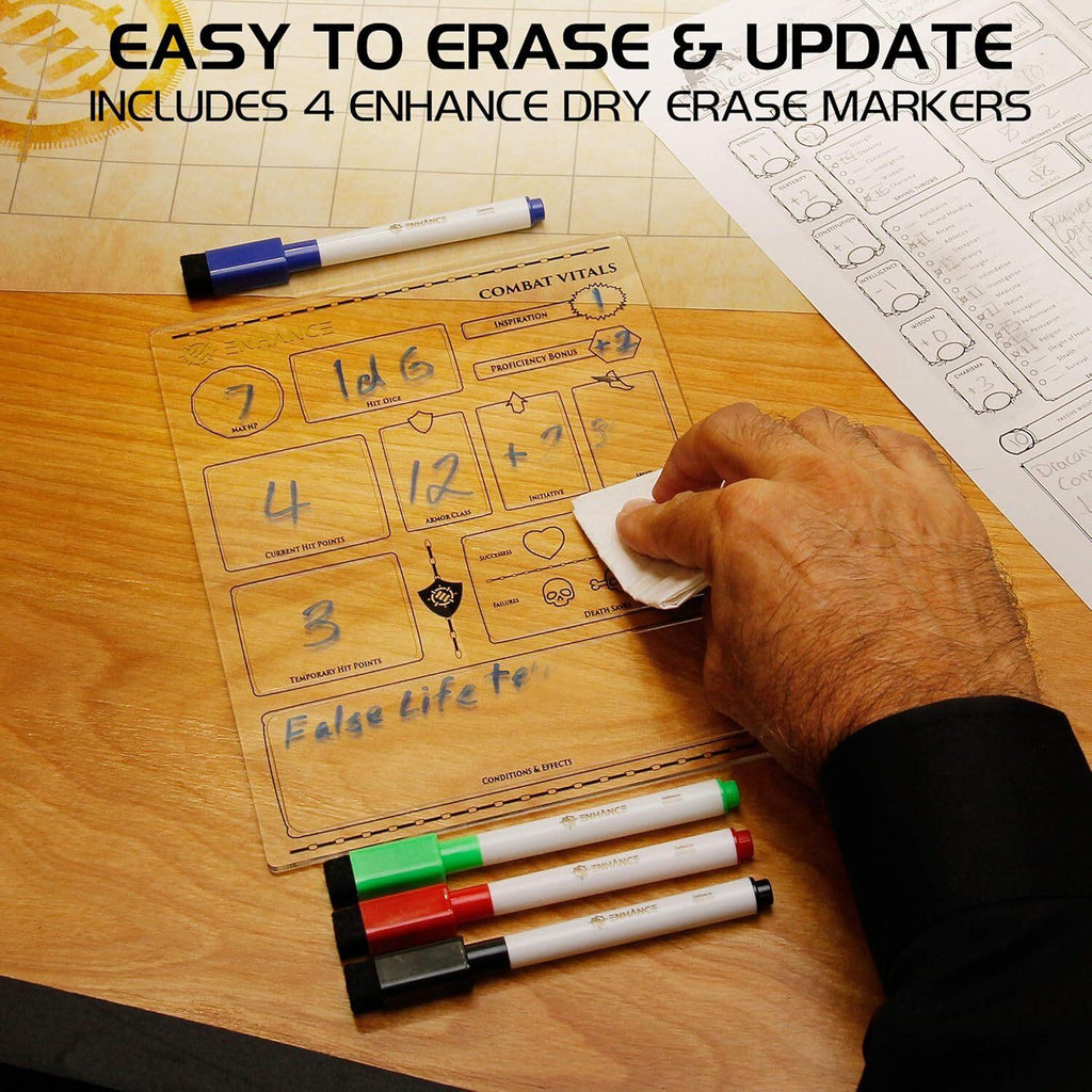 Enhance Tabletop: Acrylic Character Sheets - Clear