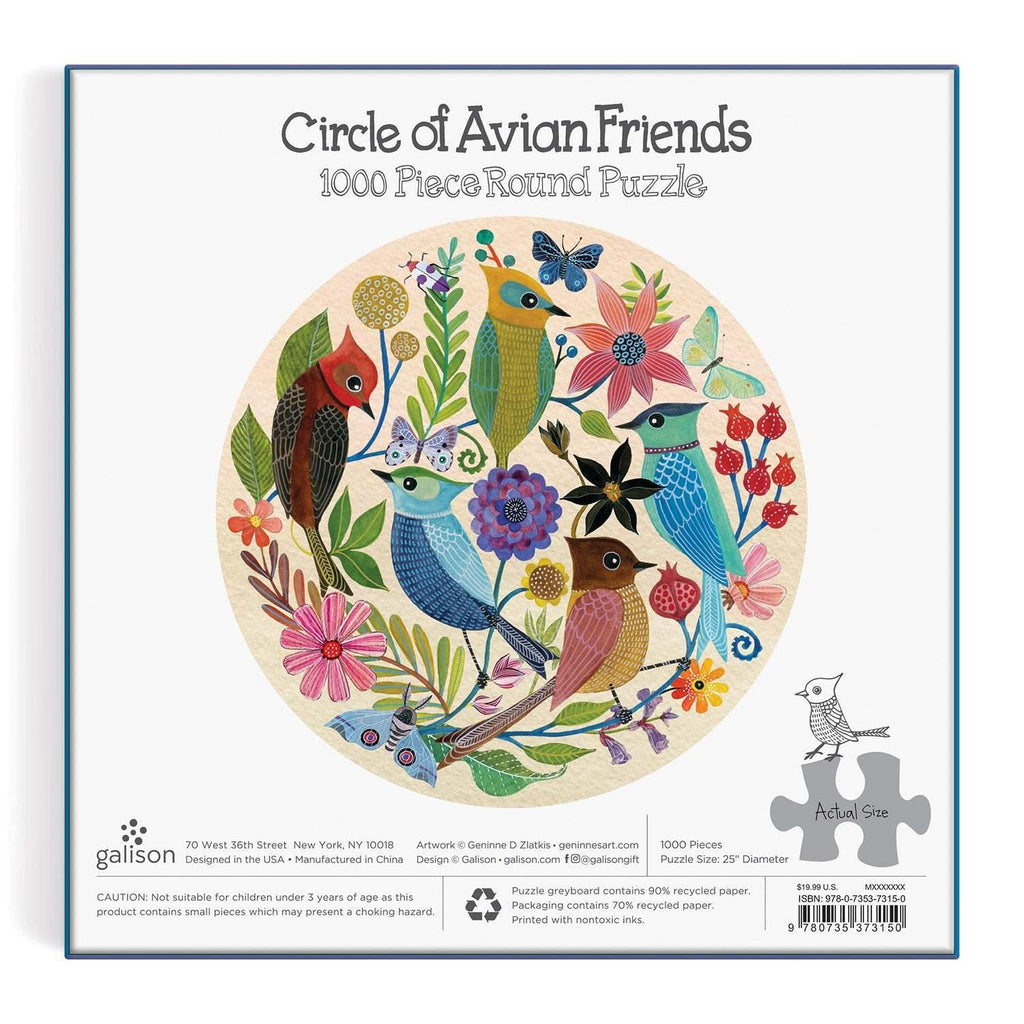 Galison: Circle of Avian Friends - Round Puzzle (1000pc Jigsaw)