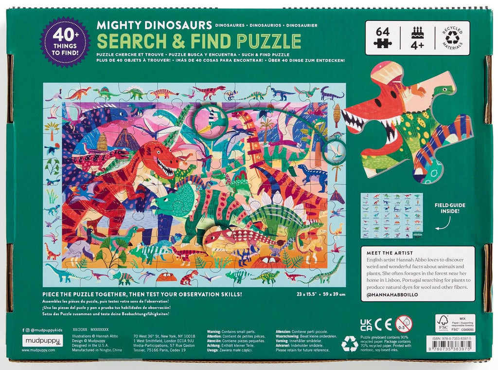 Mudpuppy: Mighty Dinosaurs - 64 Piece search and find Puzzle